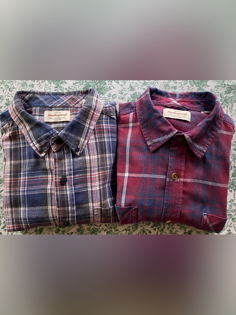 Men’s Original Weatherproof Vintage Long Sleeve Plaid Shirts, 2 Piece Set